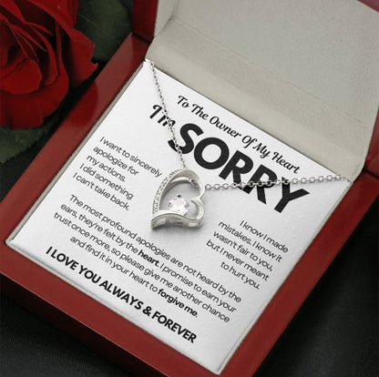 To the Owner of My Heart - Love Heart Necklace - I Am Sorry Message Card Gift