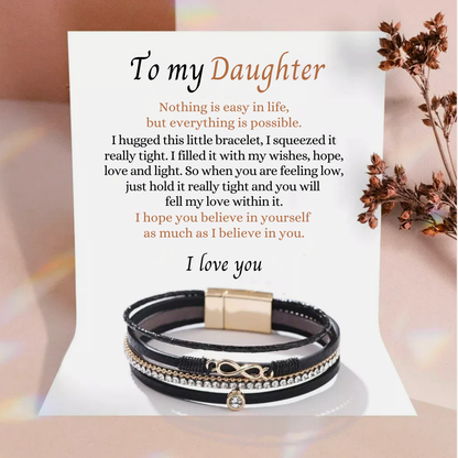 To My Daughter - Layered Bracelet - I Love You More Message Card Gift