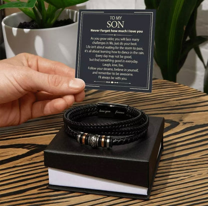 To My Son - Love You Forever Bracelet - I Will Always Be With You Message Card Gift