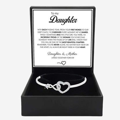Infinity Heart Bracelet gift for daughter from mom with elegant packaging and heartfelt message card