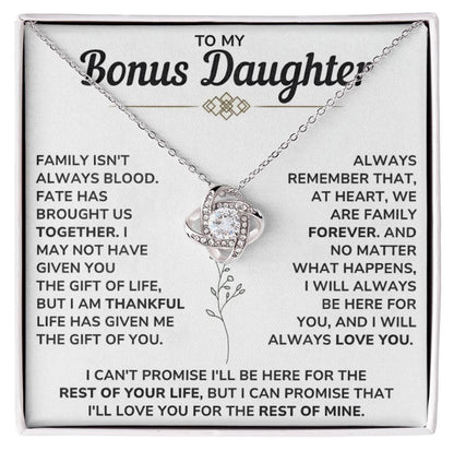 At Heart We Are Family Forever  - Necklace Gift for Bonus Daughter