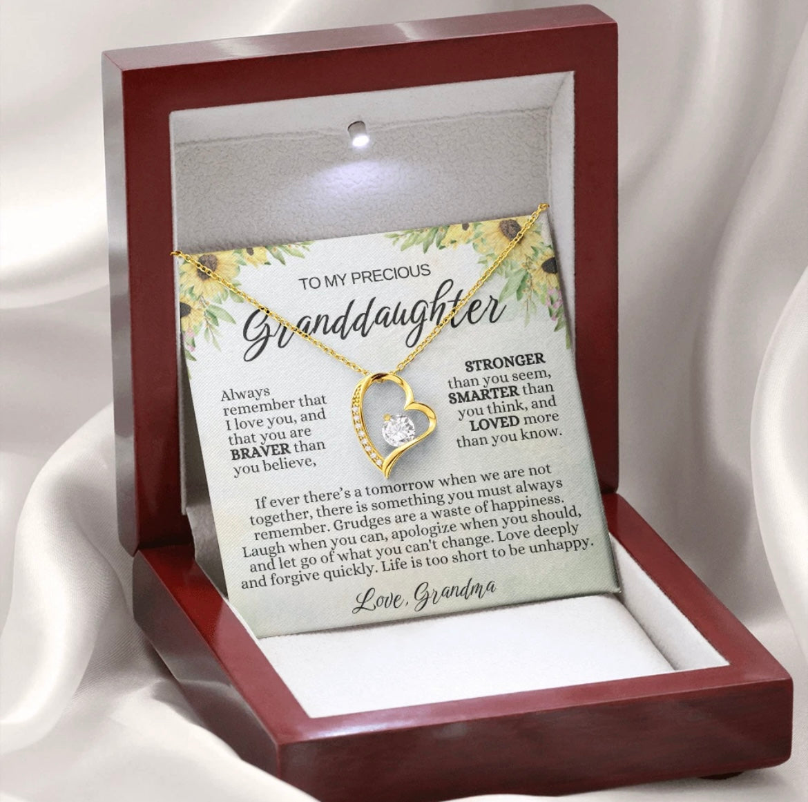 To My Granddaughter - Love Heart Necklace - Loved More Than You Know Gift