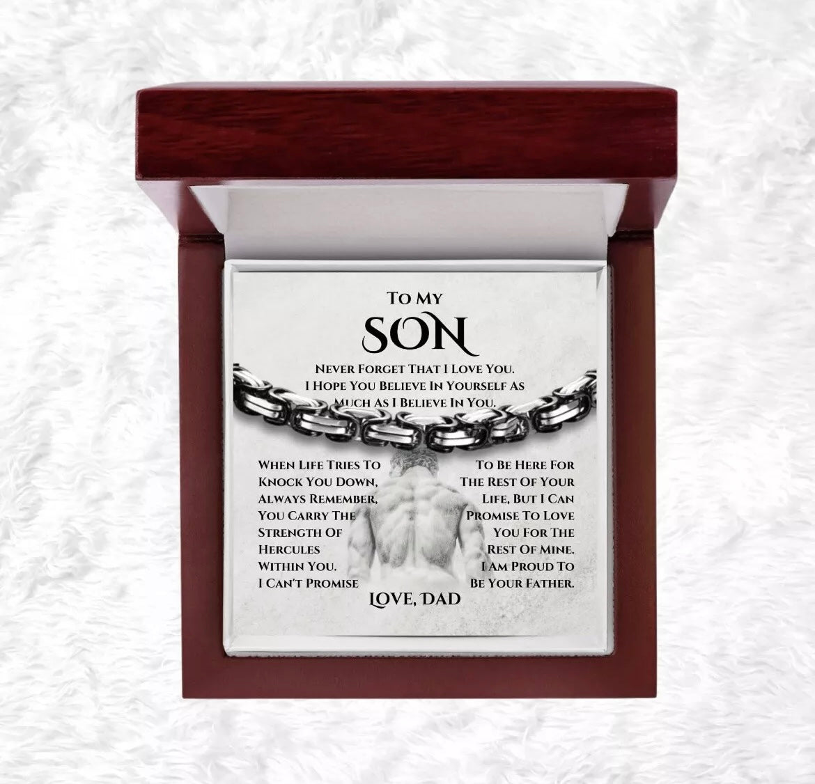 To My Son - Hercules Bracelet - Proud to Be Your Father Message Card Gift