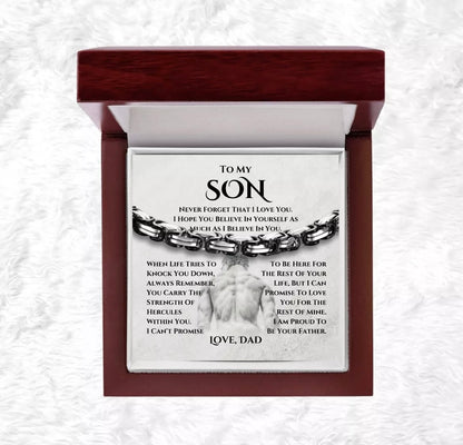 To My Son - Hercules Bracelet - Proud to Be Your Father Message Card Gift