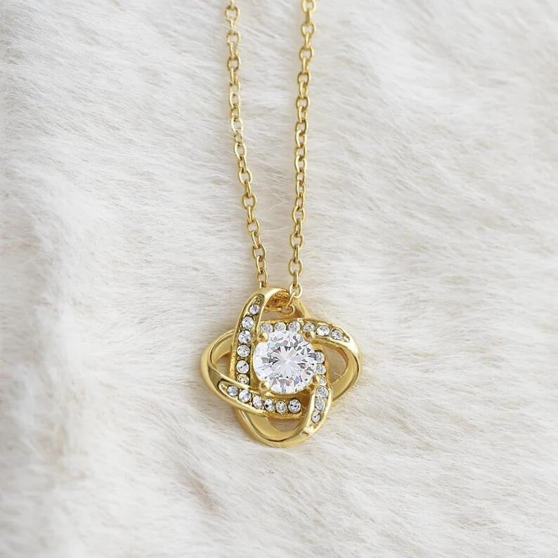 To My Mother In Law - Love Knot Necklace - Lucky To Have You Message Card Gift
