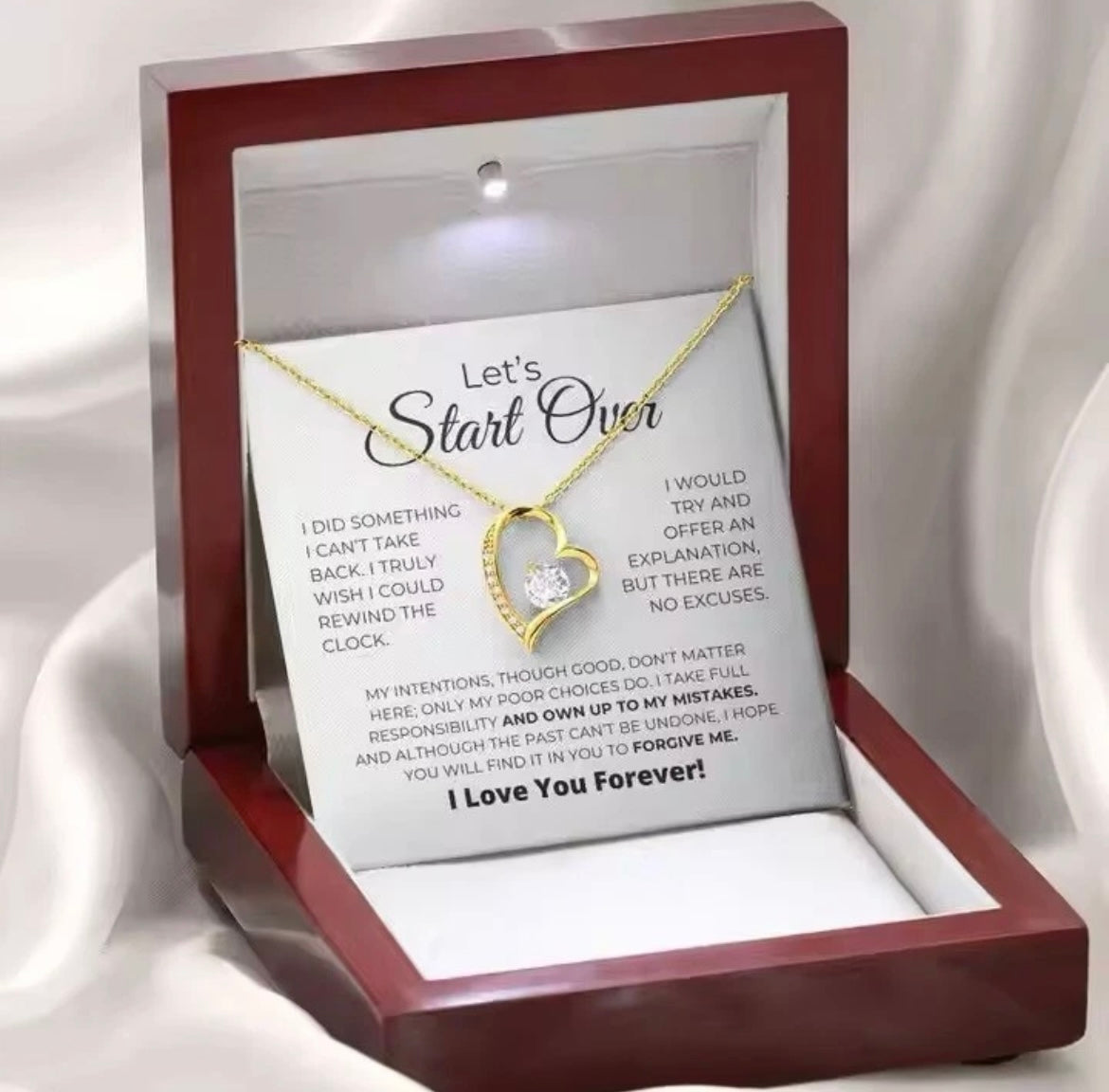 To My Love - Love Heart Necklace - Lets’s Start Over Message Card Gift