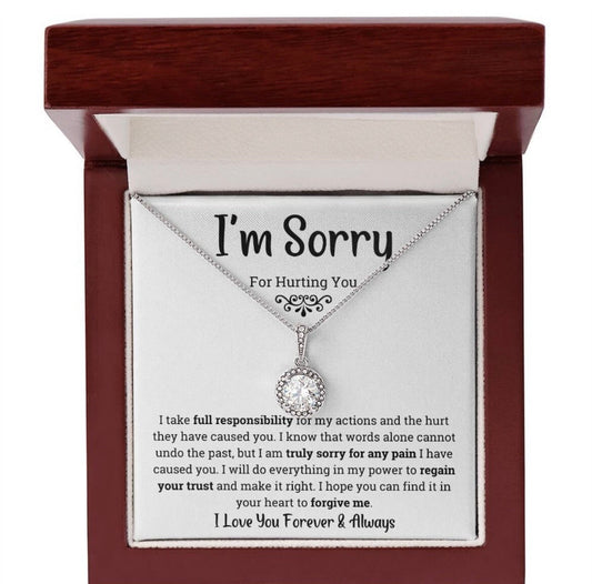 To My Love - Eternal Love Necklace - I Am Sorry for Hurting You Message Card Gift