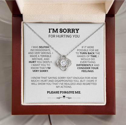 To My Love - Love Knot Necklace - I Am Sorry for Hurting You Message Card Gift