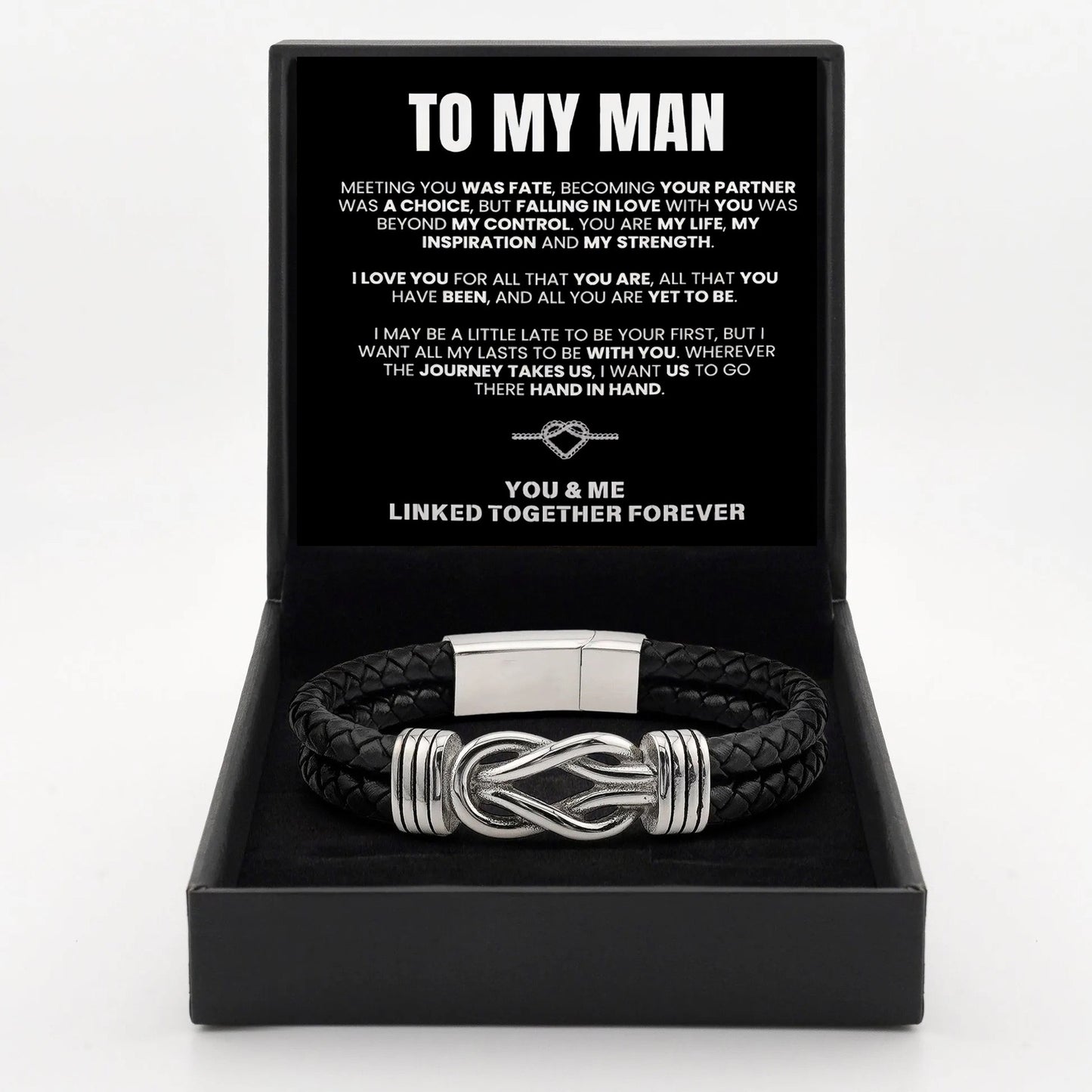 To My Man - Custom Name Bracelet - Linked Together Forever Gift