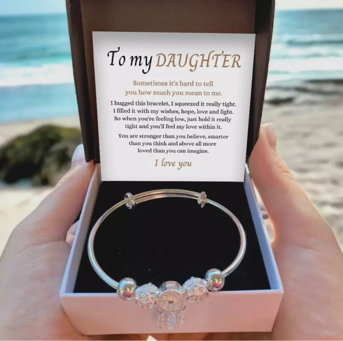 To My Daughter - Dreamcatcher Bracelet - Feel My Love Message Card Gift