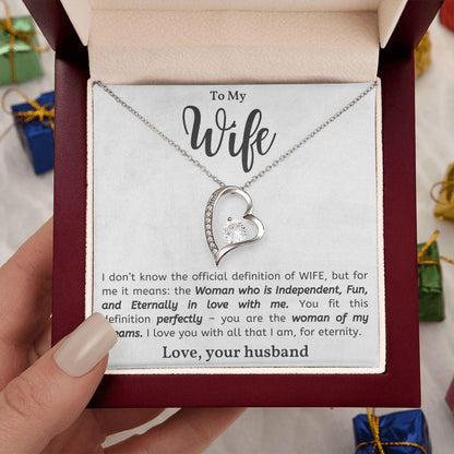 To My Wife - Love Heart Necklace - I Love You for Eternity Message Card Gift