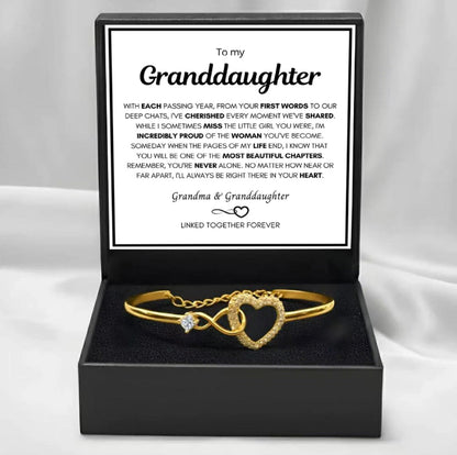 To My Granddaughter - Infinity Heart Bracelet - Always Right There In Your Heart Gift