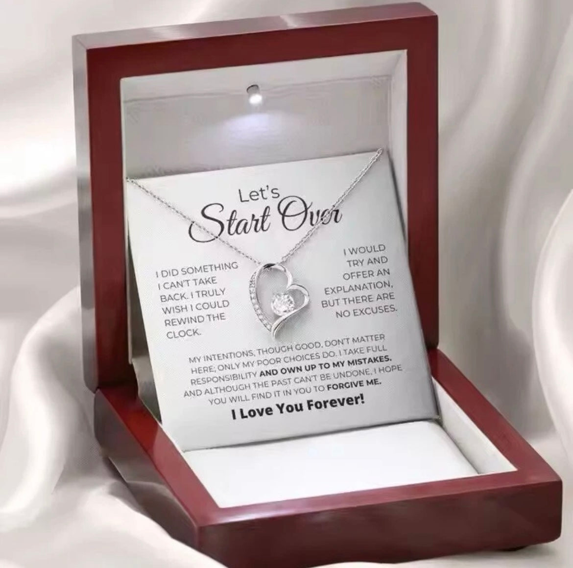 To My Love - Love Heart Necklace - Lets’s Start Over Message Card Gift