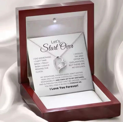 To My Love - Love Heart Necklace - Lets’s Start Over Message Card Gift