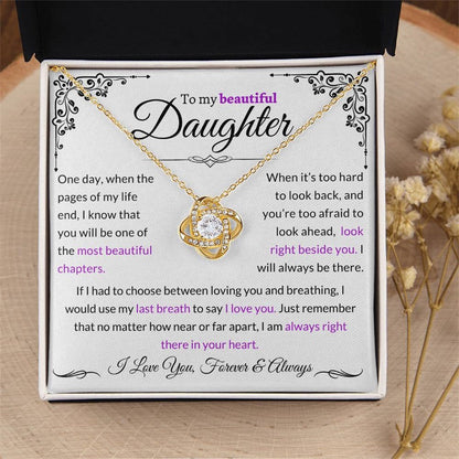 To My Daughter - Love Knot Necklace - Love You Forever Message Card Gift