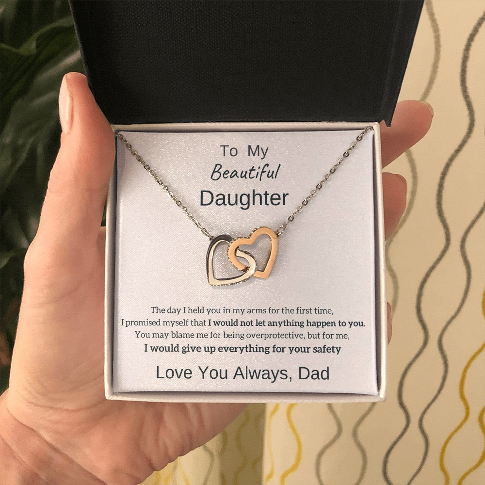 To My Daughter from Dad - Linked Hearts Necklace - Love You Always Message Card Gift
