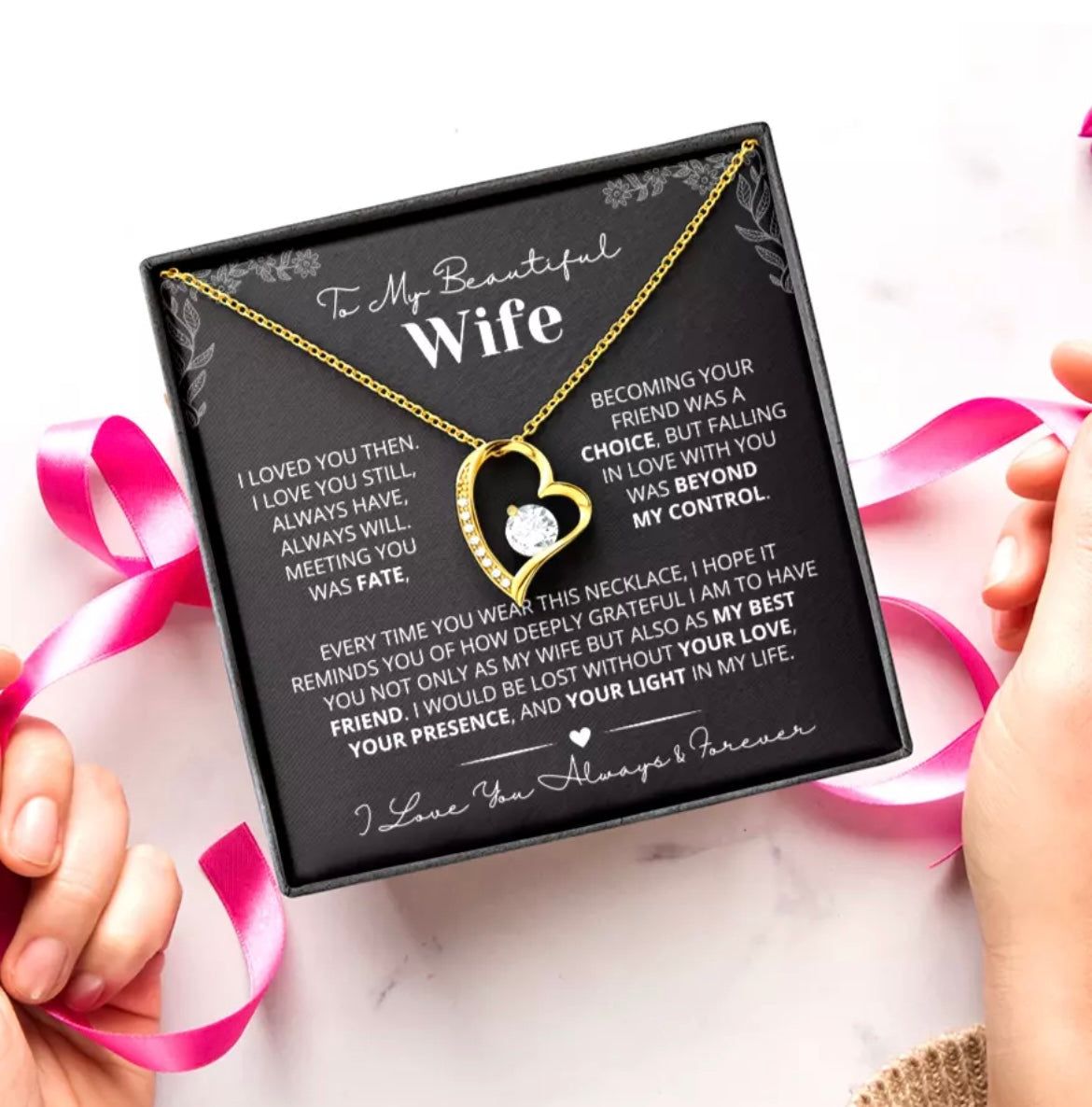 To My Wife - Love Heart Necklace - You Are My Best Friend Message Card Gift from Husband