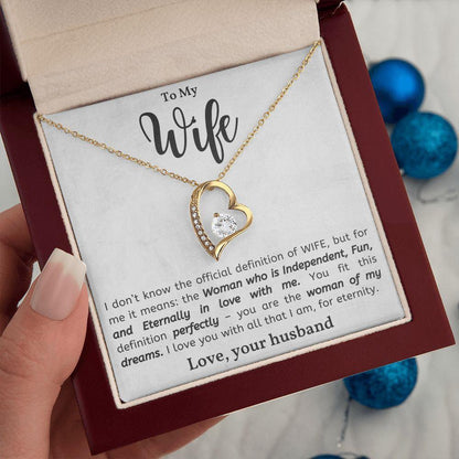 To My Wife - Love Heart Necklace - I Love You for Eternity Message Card Gift