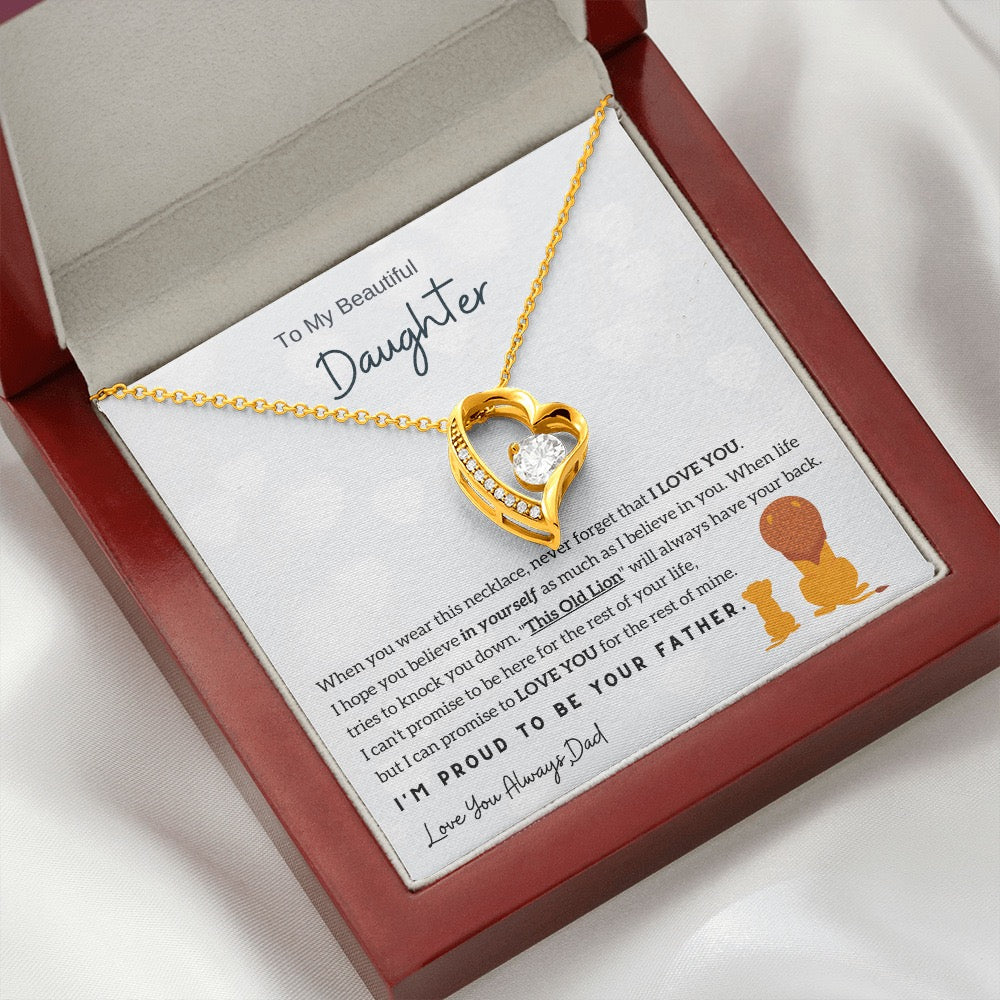 To My Daughter - Love Heart Necklace - Proud to be your father Message Card Gift