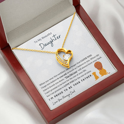 To My Daughter - Love Heart Necklace - Proud to be your father Message Card Gift