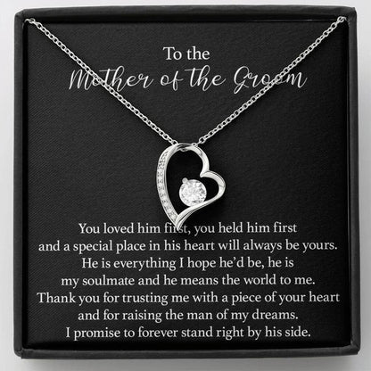 To the Mother of the Groom - Love Heart Necklace - Thank You Message Card Gift