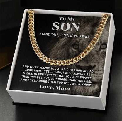 To My Son - Cuban Link Necklace - Look Beside You Message Card Gift