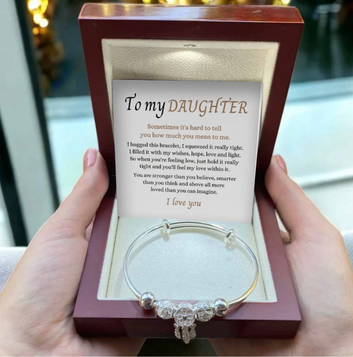To My Daughter - Dreamcatcher Bracelet - Feel My Love Message Card Gift
