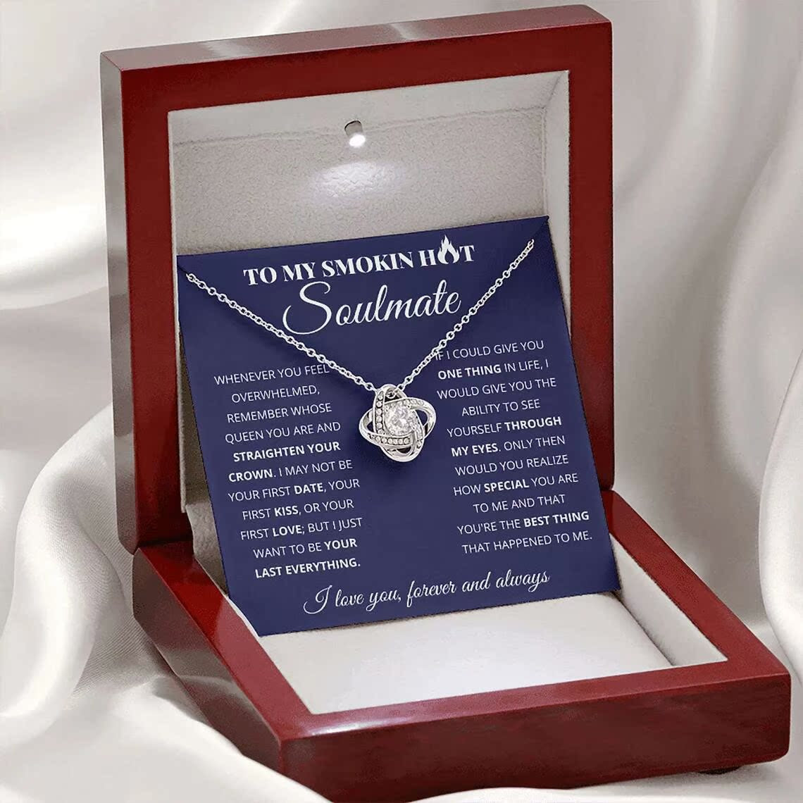 To My Smoking Hot Soulmate - Love Knot Necklace - You Are The Best Thing Gift