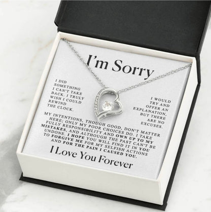 To My Love - Love Heart Necklace - I Am Sorry Message Card Gift