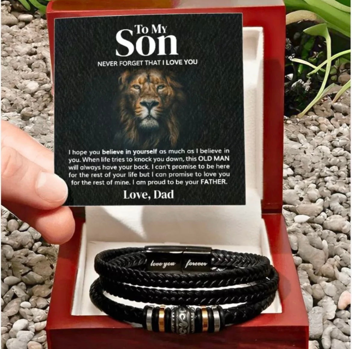 To My Son - Love You Forever Bracelet - Proud to Be Your Father Message Card Gift