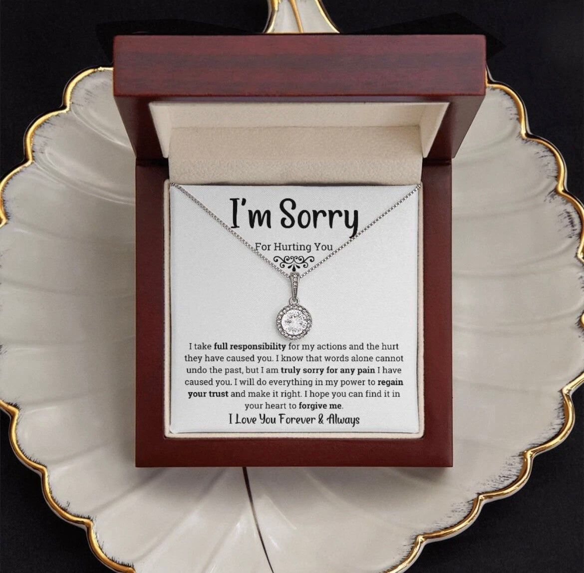 To My Love - Eternal Love Necklace - I Am Sorry for Hurting You Message Card Gift