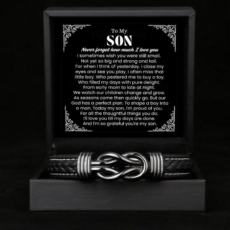 To My Son - Forever Linked Bracelet - Grateful You Are My Son Message Card Gift