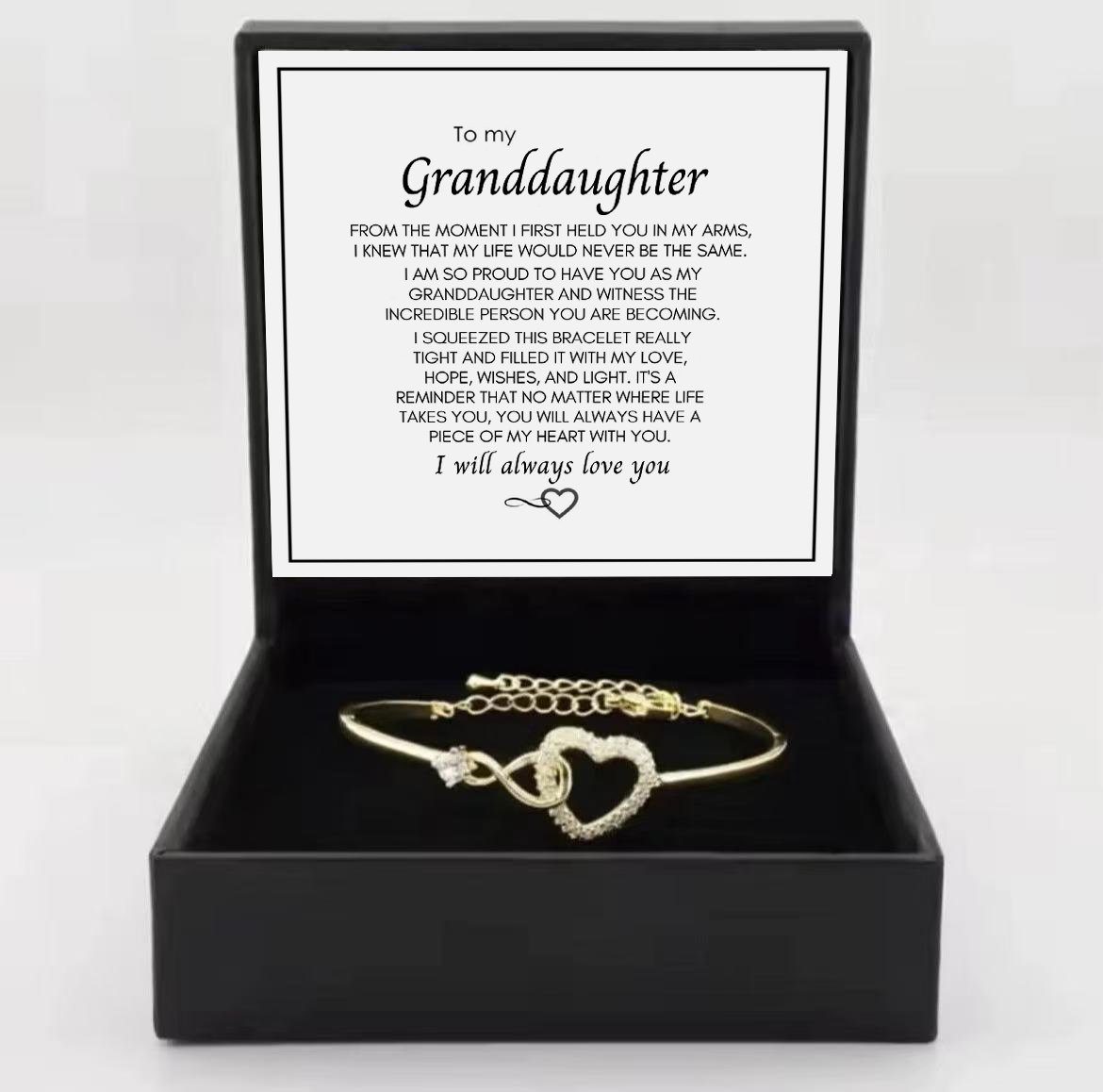 To My Granddaughter - Infinity Heart Bracelet - Forever Linked Together Gift