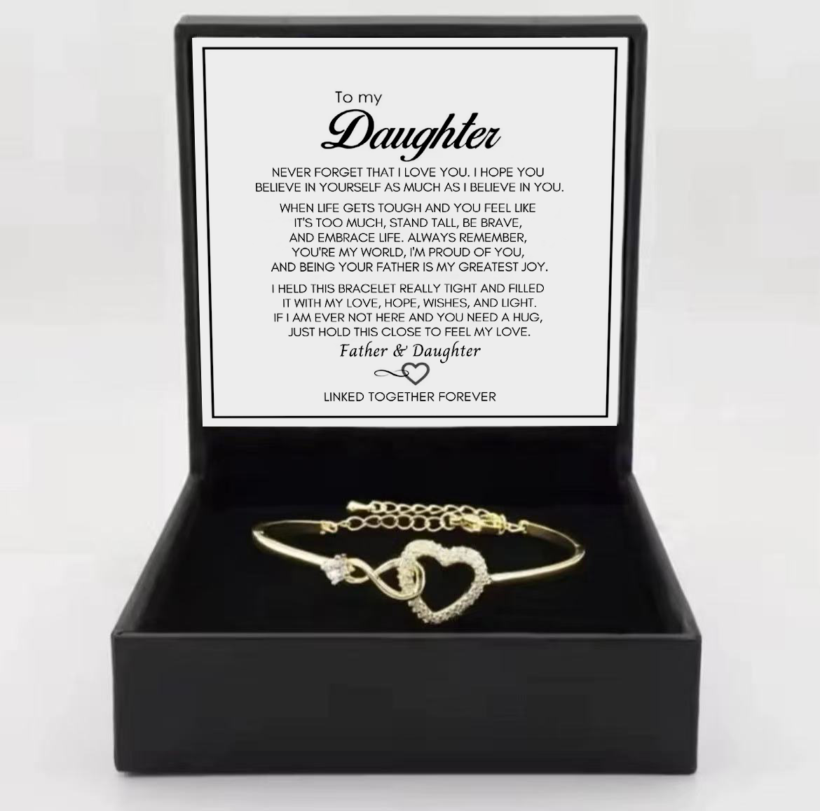 To My Daughter from Dad - Infinity Heart Bracelet - Forever Linked Together Gift