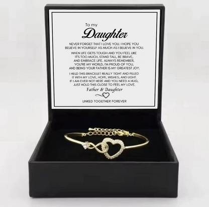 To My Daughter from Dad - Infinity Heart Bracelet - Forever Linked Together Gift