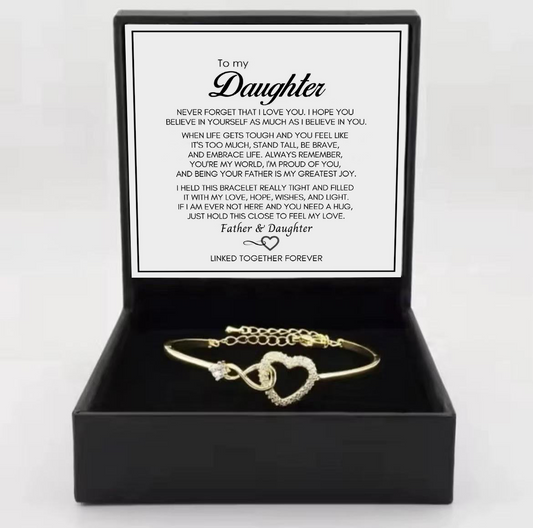 To My Daughter from Dad - Infinity Heart Bracelet - Forever Linked Together Gift