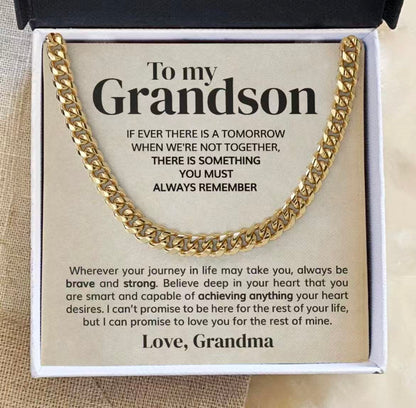 To My Grandson - Cuban Link Necklace Gift - From Grandma