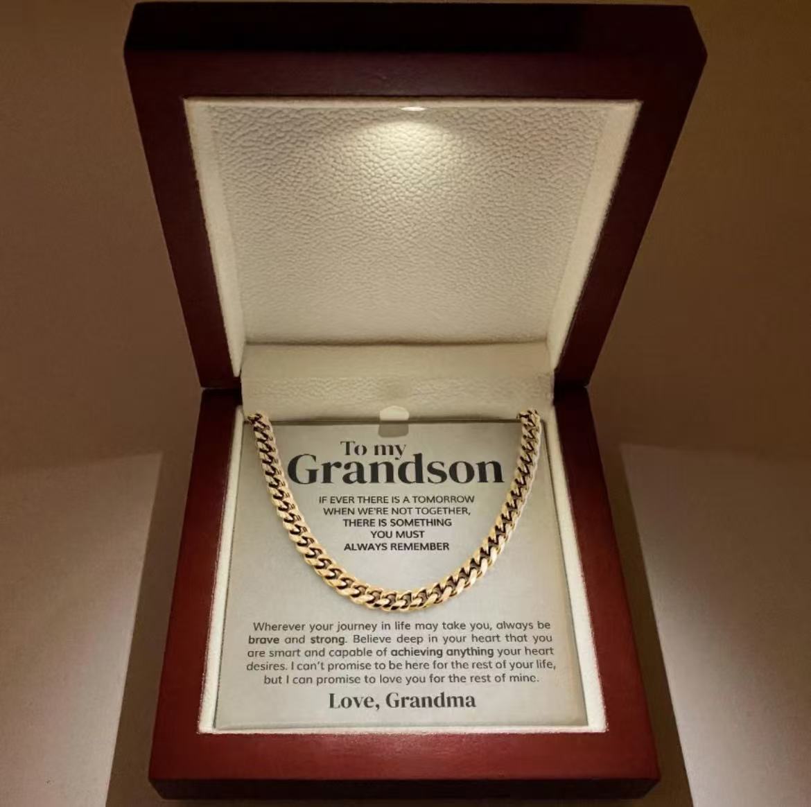 To My Grandson - Cuban Link Necklace Gift - From Grandma