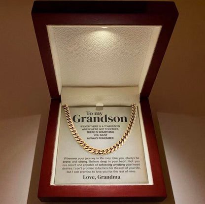 To My Grandson - Cuban Link Necklace Gift - From Grandma