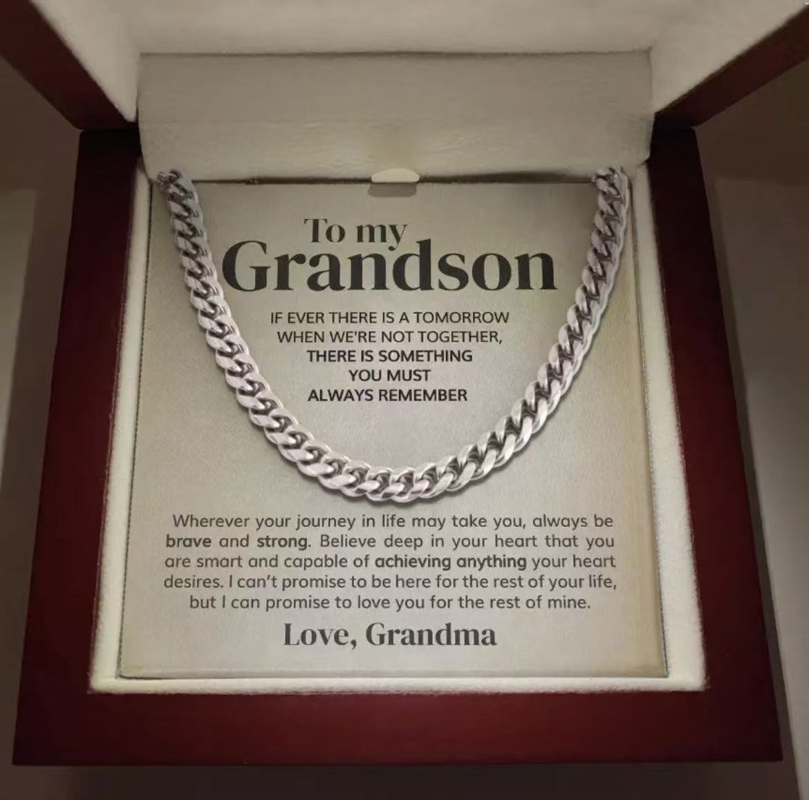 To My Grandson - Cuban Link Necklace Gift - From Grandma
