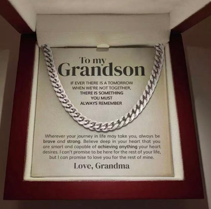 To My Grandson - Cuban Link Necklace Gift - From Grandma