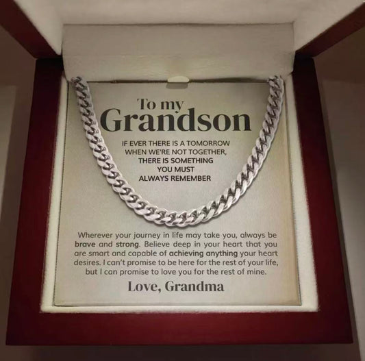 To My Grandson - Cuban Link Necklace - Gift From Grandma