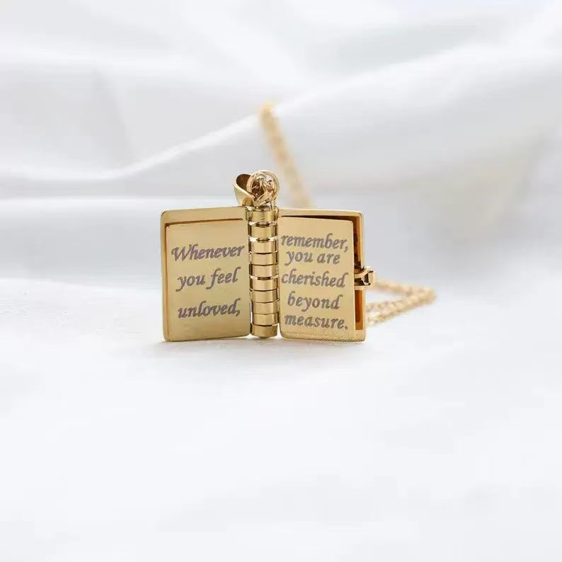 To My Daughter from Dad - My Little Star Book Pendant Engraved Necklace Gift