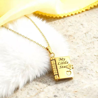 To My Daughter from Dad - My Little Star Book Pendant Engraved Necklace Gift