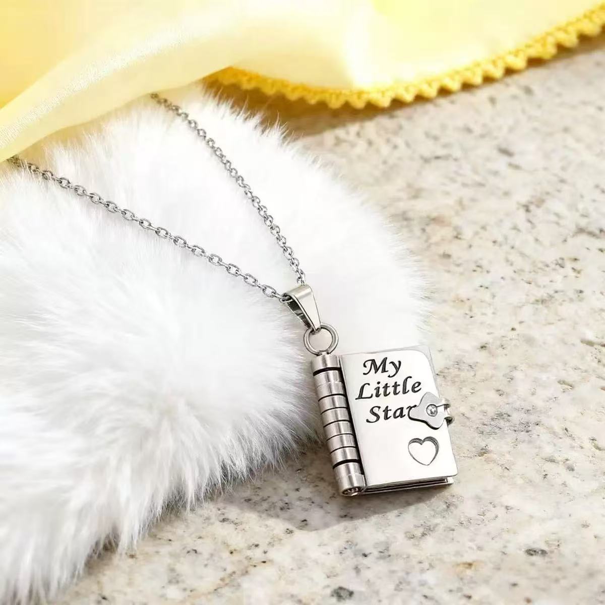 To My Daughter from Dad - My Little Star Book Pendant Engraved Necklace Gift