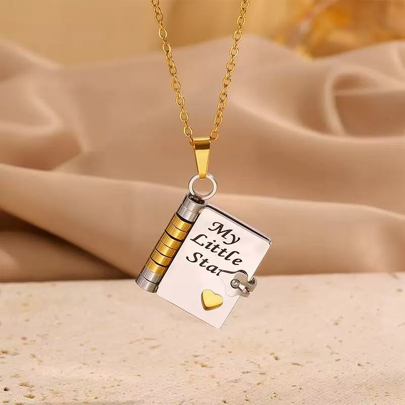 To My Daughter from Dad - My Little Star Book Pendant Engraved Necklace Gift