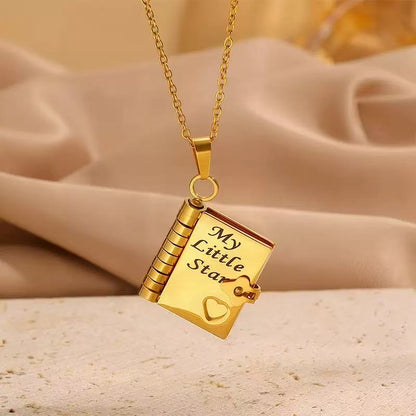 To My Daughter from Dad - My Little Star Book Pendant Engraved Necklace Gift