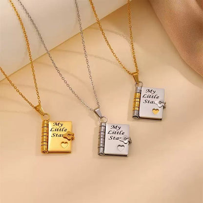 To My Daughter from Dad - My Little Star Book Pendant Engraved Necklace Gift