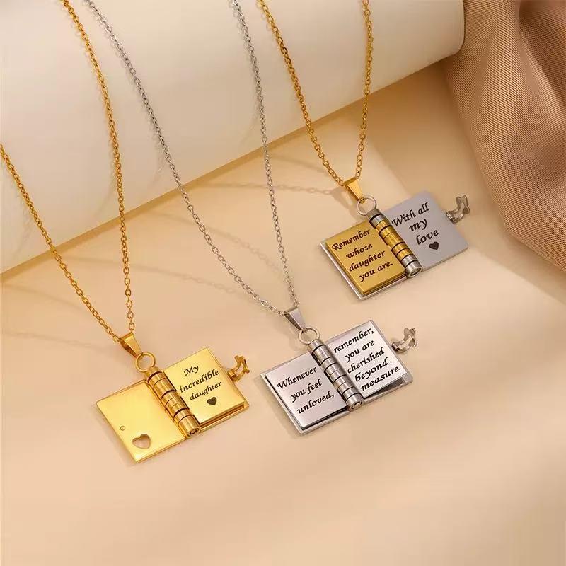 To My Daughter from Dad - My Little Star Book Pendant Engraved Necklace Gift