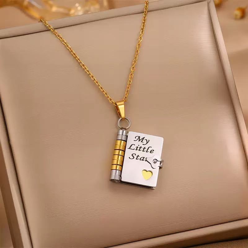 To My Daughter from Dad - My Little Star Book Pendant Engraved Necklace Gift
